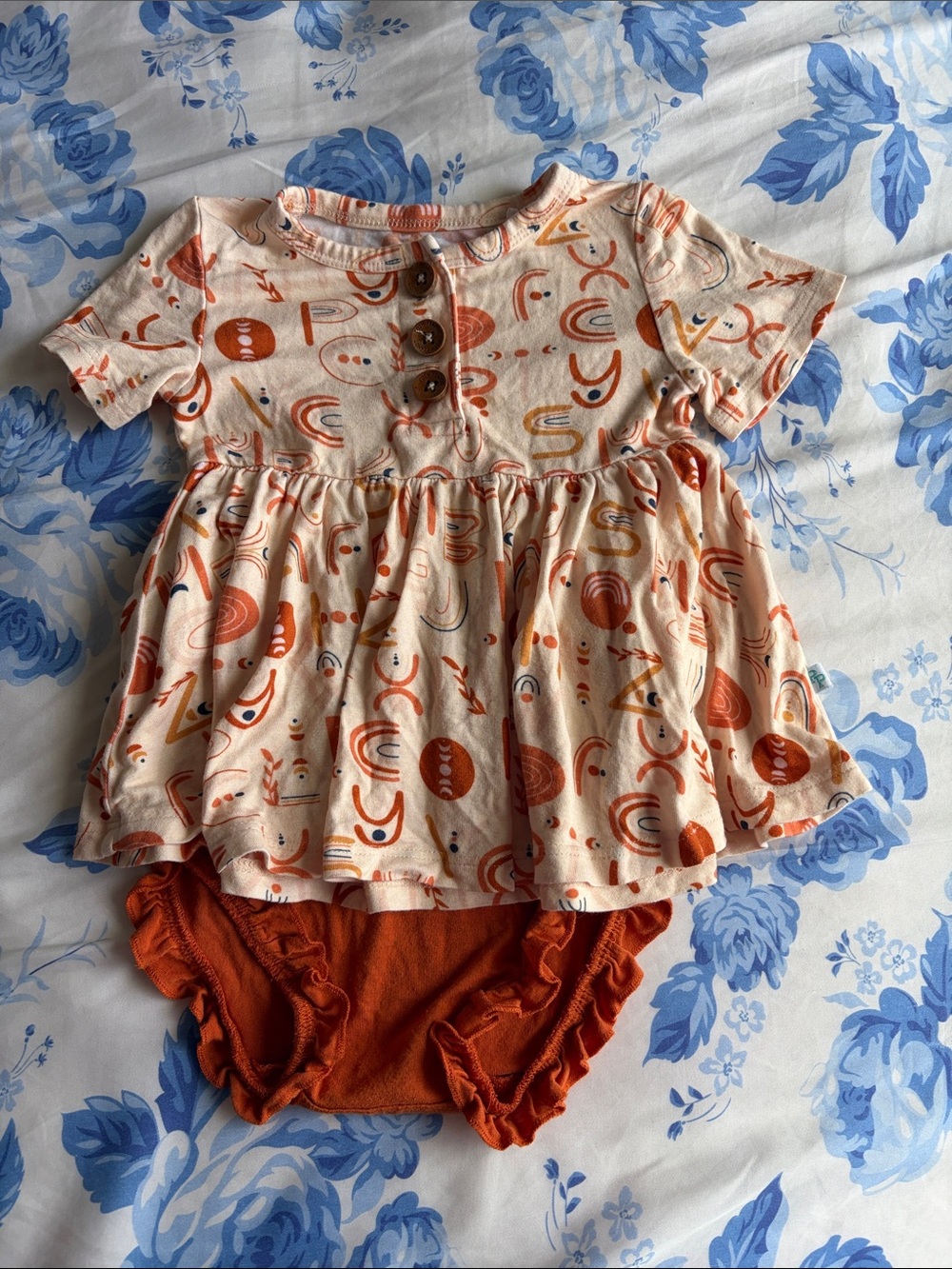 Posh Peanut Alphabet medley peplum bummie set 12-18 months